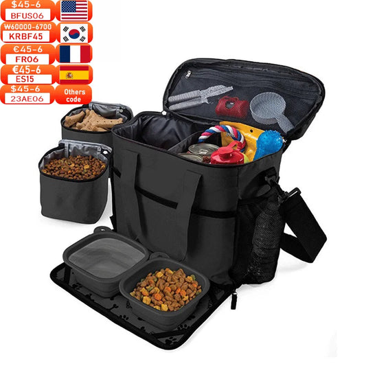 Outdoor Dog Organizer Bag With Bowl Set Traveling Storage Bag